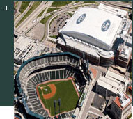 Aerial view of Comerica Park roof
